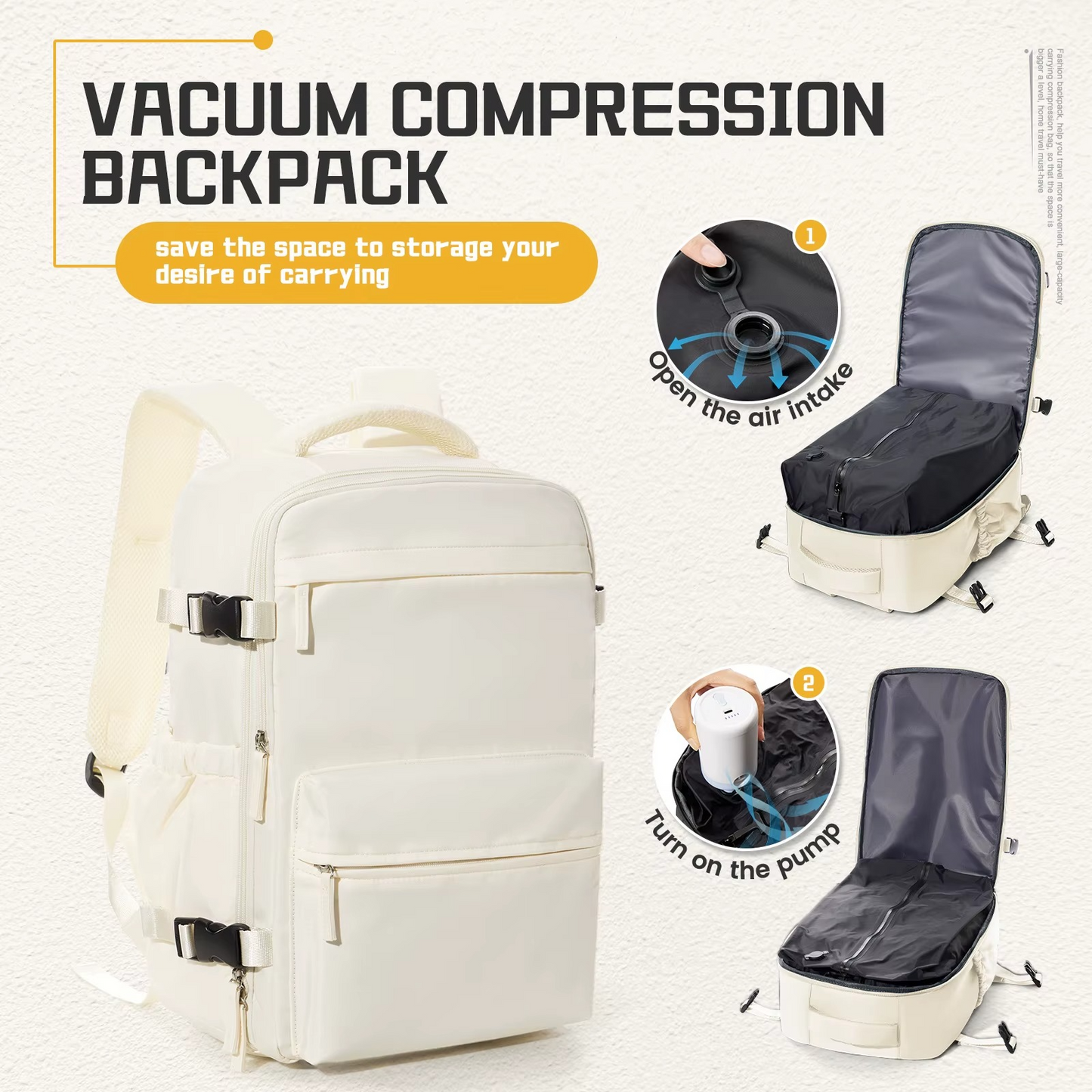 Zyprar™ Travel Smart Carry-On – 15.6″ Laptop Backpack with Integrated Vacuum Pump