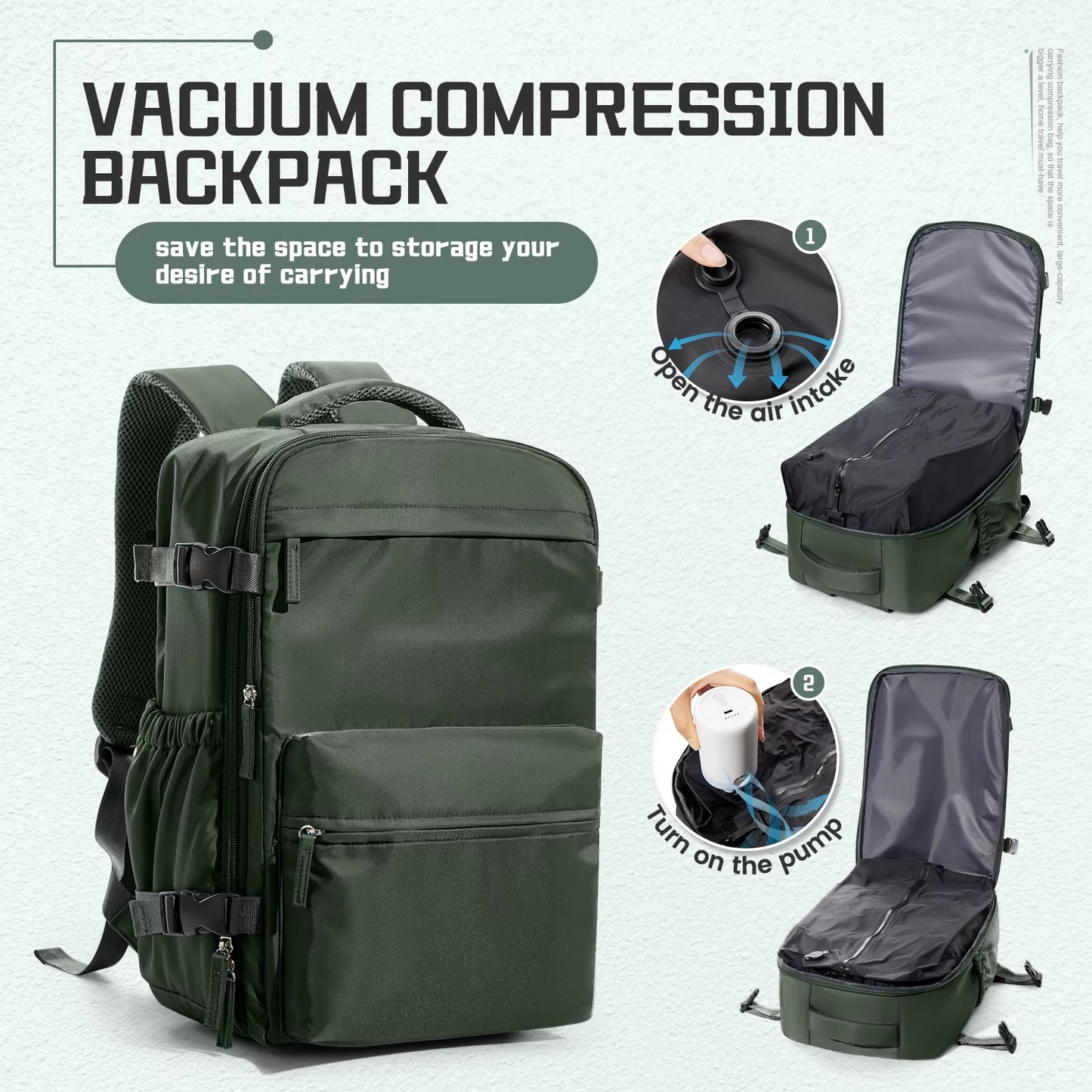 Zyprar™ Travel Smart Carry-On – 15.6″ Laptop Backpack with Integrated Vacuum Pump