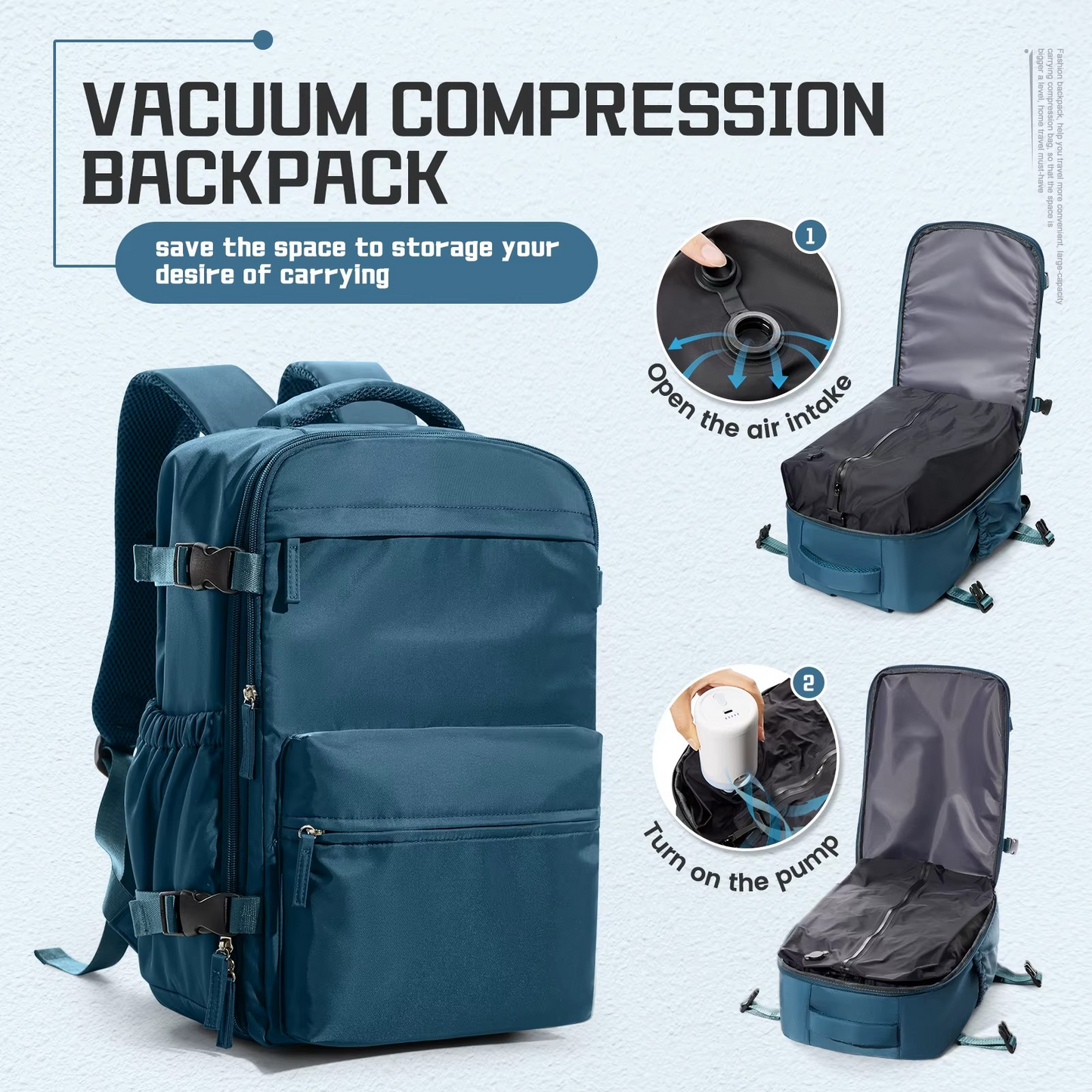 Zyprar™ Travel Smart Carry-On – 15.6″ Laptop Backpack with Integrated Vacuum Pump