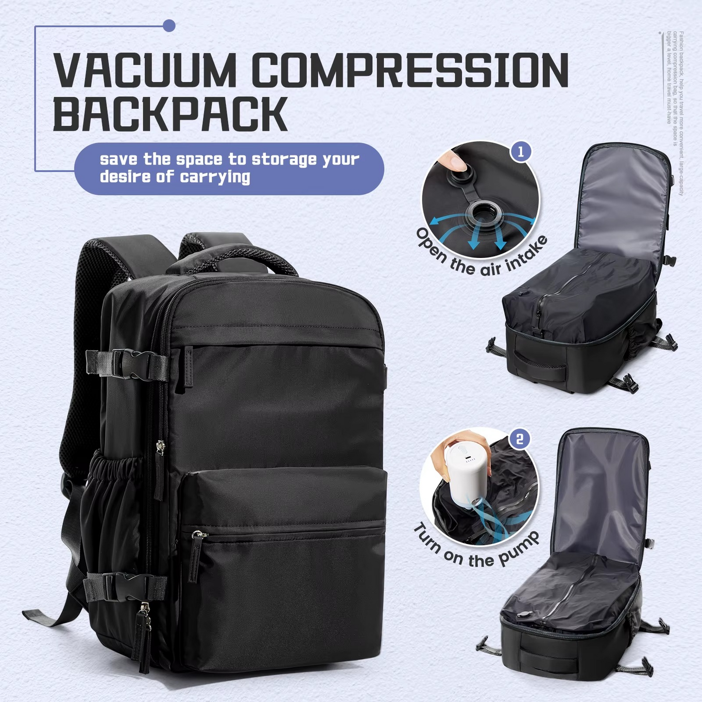 Zyprar™ Travel Smart Carry-On – 15.6″ Laptop Backpack with Integrated Vacuum Pump